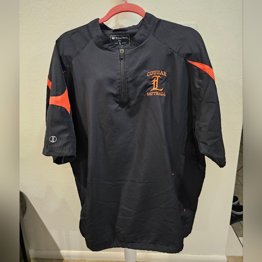 Holloway Men's Shirt Baseball Short Sleeve Black Large EUC